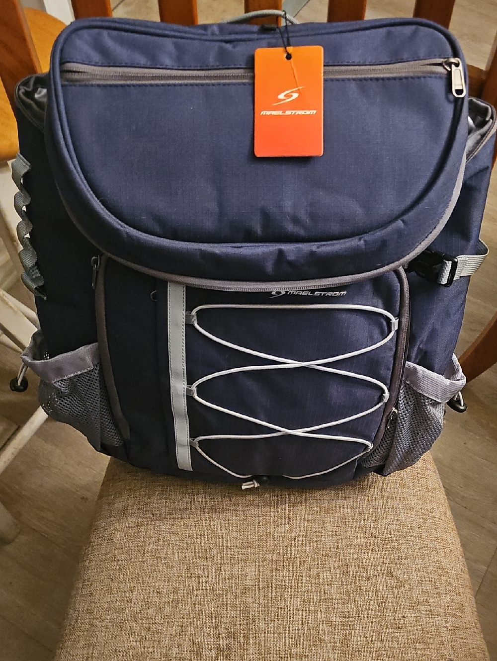 Navy Blue Backpack with Front Bungee